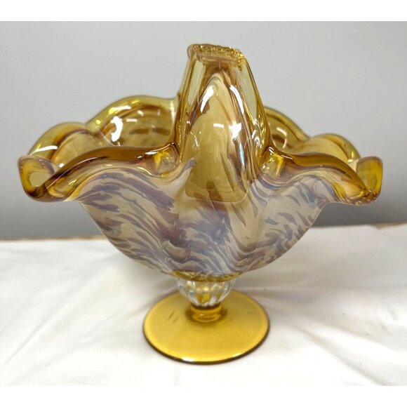 Murano Glass Basket Tortoise Shell, Italain - Picture 1 of 6